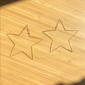 Gold star hoop earrings